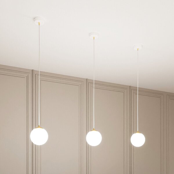Lampadario a Sospensione in Acciaio ROYAL 1 Nero/Bianco e Oro E14
