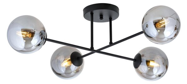 Lampadario da Soffitto in Acciaio ROMA 4 Nero 4xE14