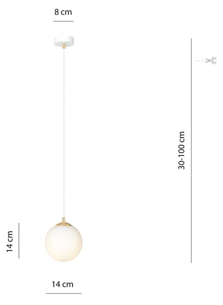 Lampadario a Sospensione in Acciaio ROYAL 1 Nero/Bianco e Oro E14