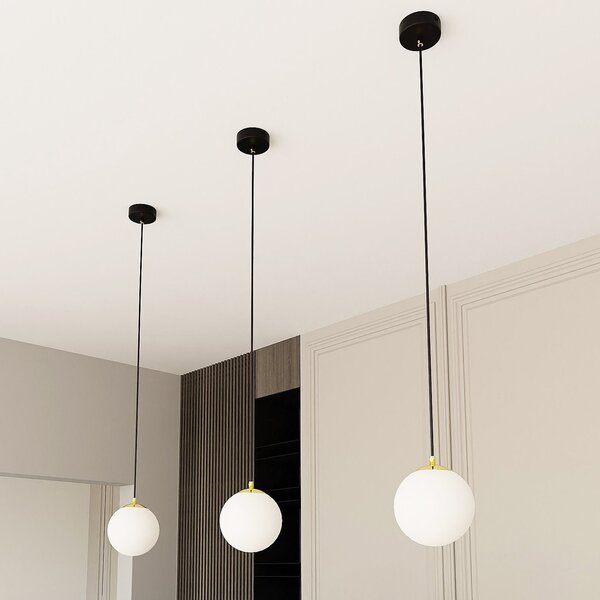 Lampadario a Sospensione in Acciaio ROYAL 1 Nero/Bianco e Oro E14