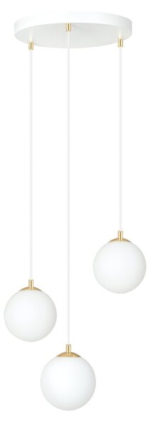 Lampadario a sospensione in Acciaio ROYAL 3 Nero/Bianco e Oro 3xE14
