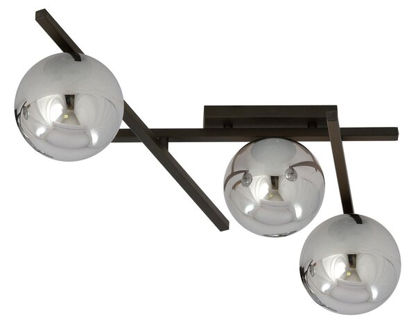 Lampadario da Soffitto in Acciaio e Vetro SMART 3 Nero 3xE14