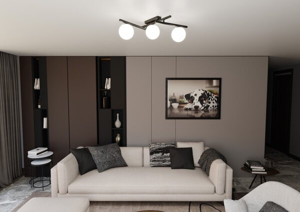 Lampadario da Soffitto in Acciaio e Vetro SMART 3 Nero 3xE14