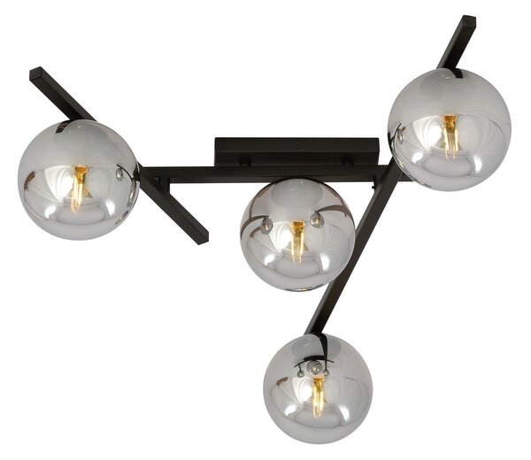 Lampadario da Soffitto in Acciaio e Vetro SMART 4 Nero 4xE14