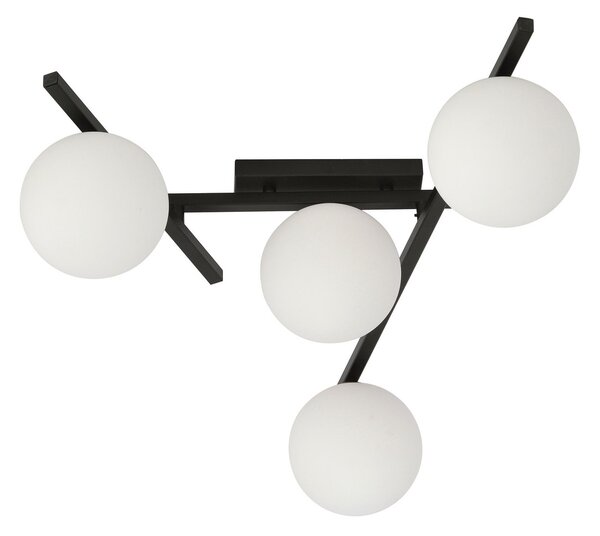 Lampadario da Soffitto in Acciaio e Vetro SMART 4 Nero 4xE14