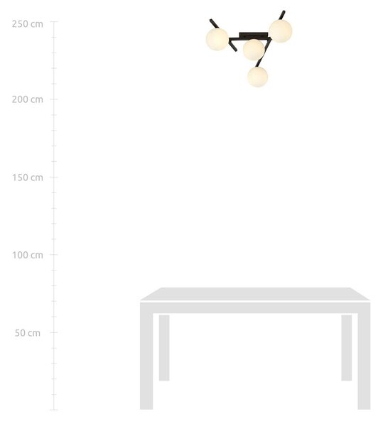 Lampadario da Soffitto in Acciaio e Vetro SMART 4 Nero 4xE14