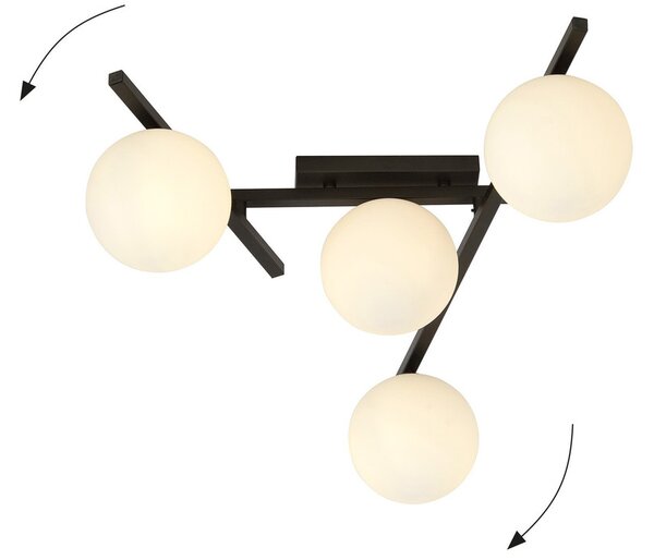 Lampadario da Soffitto in Acciaio e Vetro SMART 4 Nero 4xE14