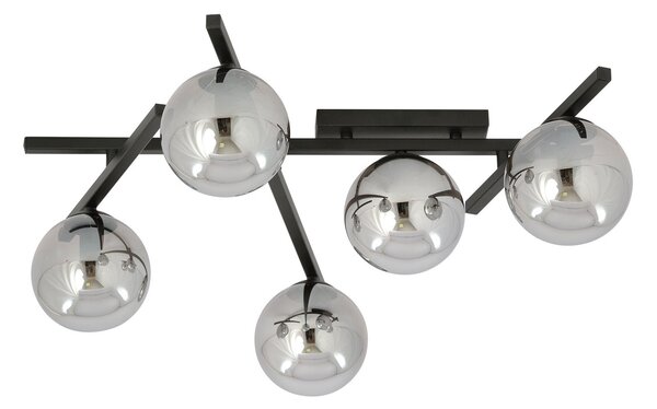 Lampadario da Soffitto in Acciaio e Vetro SMART 5 Nero 5xE14