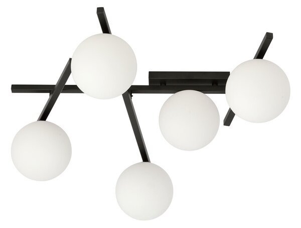 Lampadario da Soffitto in Acciaio e Vetro SMART 5 Nero 5xE14