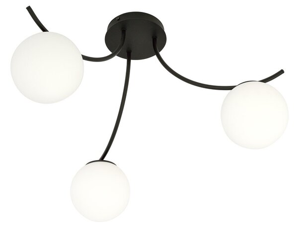 Lampadario da Soffitto in Acciaio e Vetro BOSTON 3 Nero 3xE14