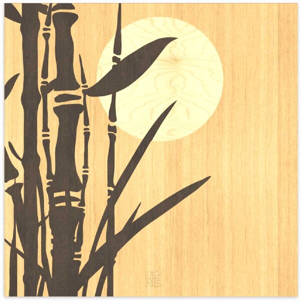 Lignis Quadro decorativo moderno in legno dallo stile astratto "Bamboo" Dolcevita - Nature Legno Arancione Pannelli in Legno Quadri per soggiorno