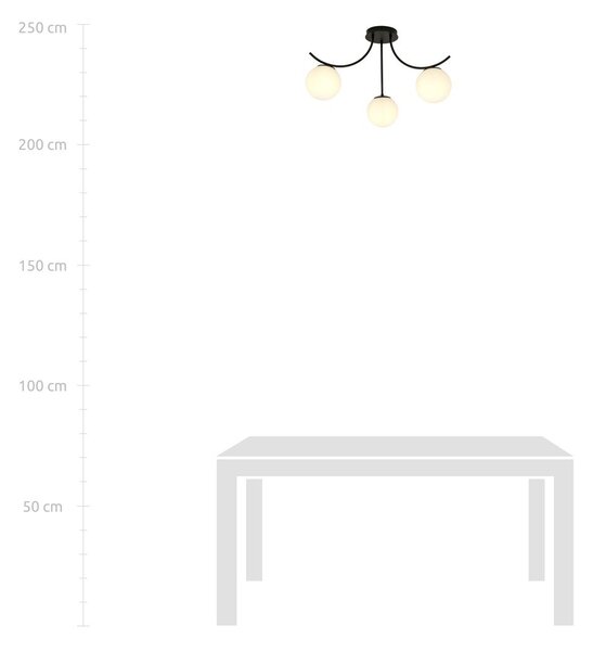 Lampadario da Soffitto in Acciaio e Vetro BOSTON 3 Nero 3xE14
