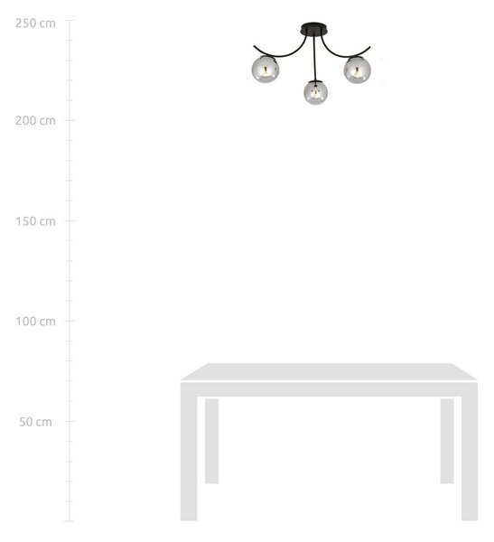 Lampadario da Soffitto in Acciaio e Vetro BOSTON 3 Nero 3xE14