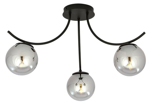Lampadario da Soffitto in Acciaio e Vetro BOSTON 3 Nero 3xE14