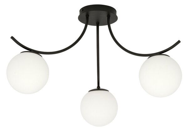 Lampadario da Soffitto in Acciaio e Vetro BOSTON 3 Nero 3xE14