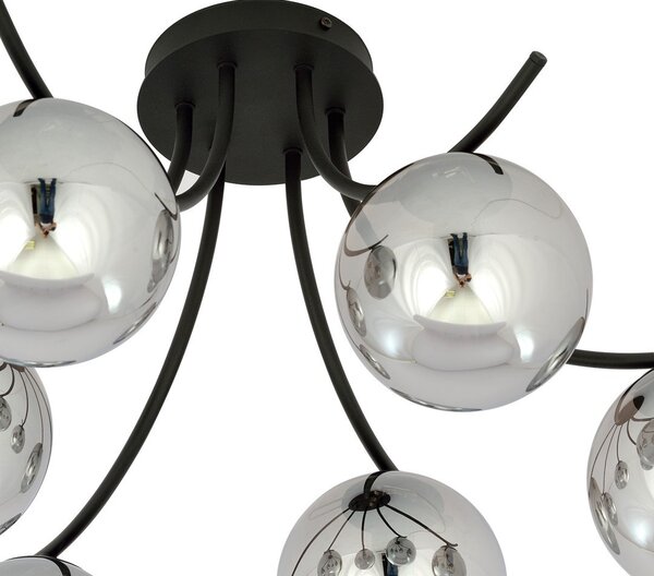 Lampadario da Soffitto in Acciaio e Vetro BOSTON 6 Nero 6xE14