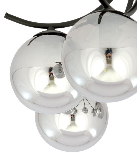 Lampadario da Soffitto in Acciaio e Vetro BOSTON 4 Nero 4xE14