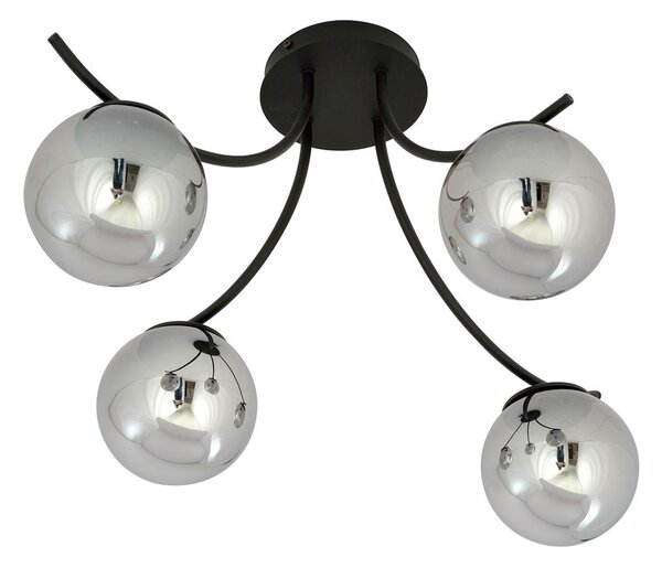 Lampadario da Soffitto in Acciaio e Vetro BOSTON 4 Nero 4xE14