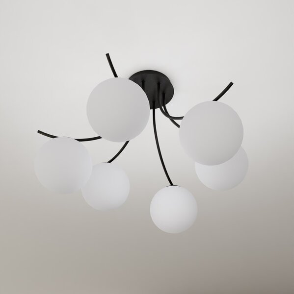 Lampadario da Soffitto in Acciaio e Vetro BOSTON 6 Nero 6xE14