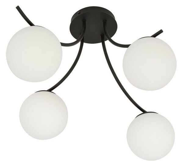 Lampadario da Soffitto in Acciaio e Vetro BOSTON 4 Nero 4xE14