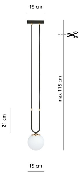 Lampadario a Sospensione in Acciaio e Vetro GLAM 1 Nero E14