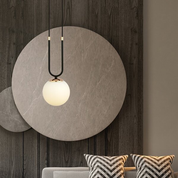 Lampadario a Sospensione in Acciaio e Vetro GLAM 1 Nero E14