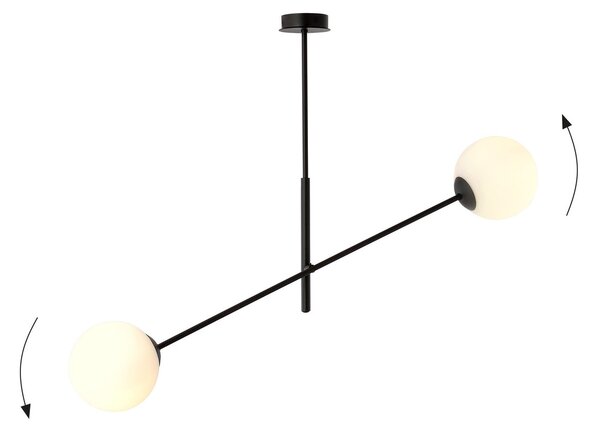 Lampadario da Soffitto in Acciaio e Vetro LINEAR 2 Nero 2xE14