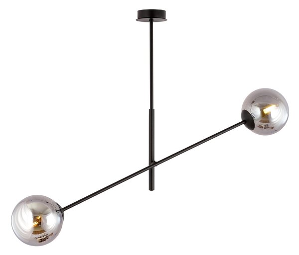 Lampadario da Soffitto in Acciaio e Vetro LINEAR 2 Nero 2xE14
