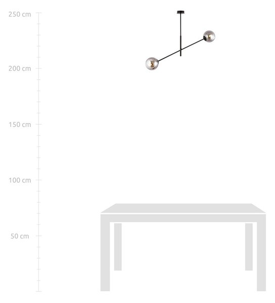 Lampadario da Soffitto in Acciaio e Vetro LINEAR 2 Nero 2xE14