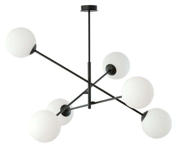 Lampadario da Soffitto in Acciaio e Vetro LINEAR 6 Nero 6xE14