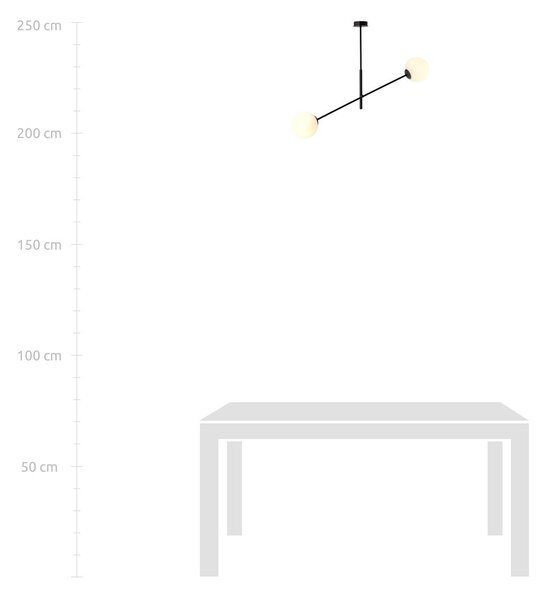 Lampadario da Soffitto in Acciaio e Vetro LINEAR 2 Nero 2xE14