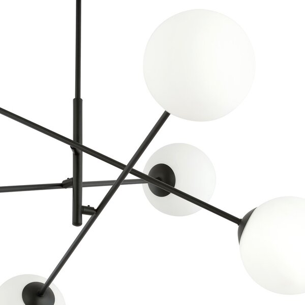 Lampadario da Soffitto in Acciaio e Vetro LINEAR 6 Nero 6xE14