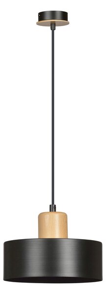 Lampadario a Sospensione in Acciaio e Legno TORIN 1 Nero/Bianco E27