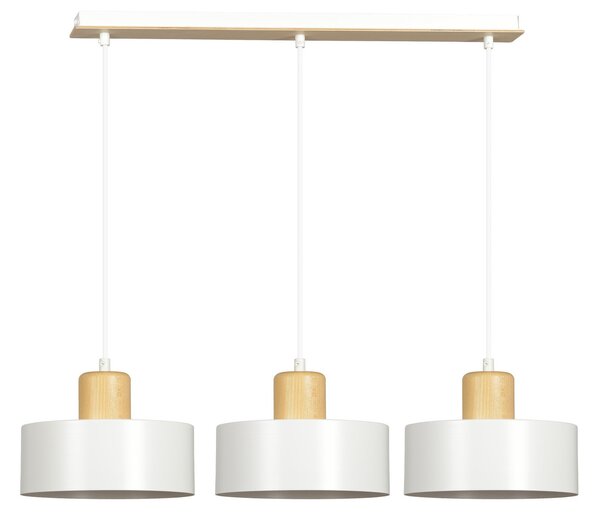 Lampadario a Sospensione in Acciaio e Legno TORIN 3 Nero 3xE27