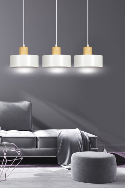 Lampadario a Sospensione in Acciaio e Legno TORIN 3 Nero 3xE27
