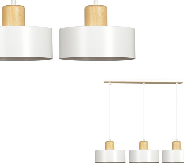 Lampadario a Sospensione in Acciaio e Legno TORIN 3 Nero 3xE27