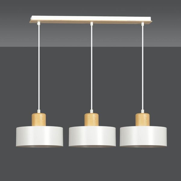 Lampadario a Sospensione in Acciaio e Legno TORIN 3 Nero 3xE27