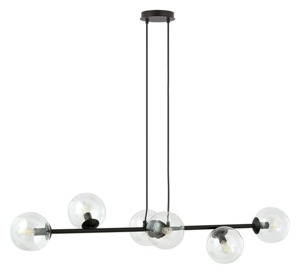 Lampadario a Sospensione in Acciaio e Vetro ROSSI 6 Nero 6xE14