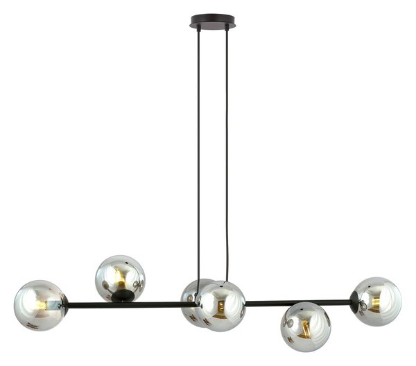 Lampadario a Sospensione in Acciaio e Vetro ROSSI 6 Nero 6xE14