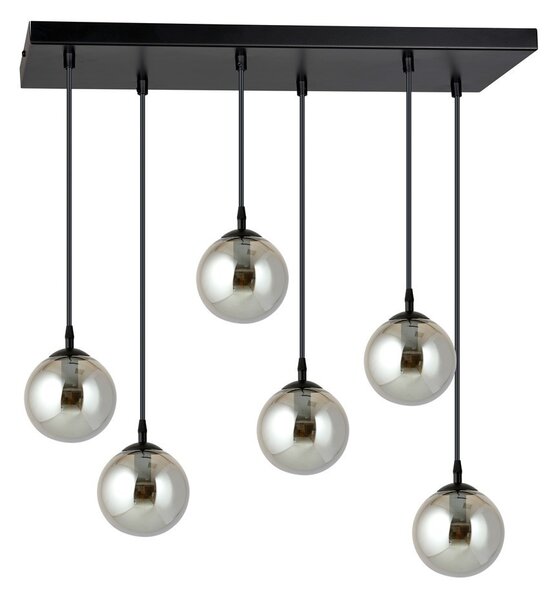 Lampadario a Sospensione in Acciaio e Vetro COSMO 6 Nero 6xE14