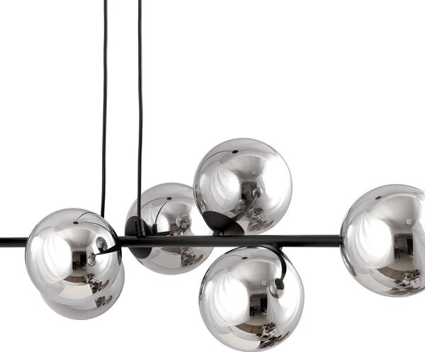 Lampadario a Sospensione in Acciaio e Vetro ROSSI 6 Nero 6xE14