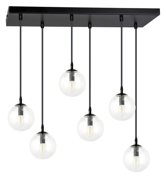 Lampadario a Sospensione in Acciaio e Vetro COSMO 6 Nero 6xE14
