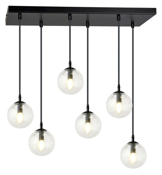 Lampadario a Sospensione in Acciaio e Vetro COSMO 6 Nero 6xE14