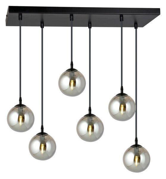 Lampadario a Sospensione in Acciaio e Vetro COSMO 6 Nero 6xE14