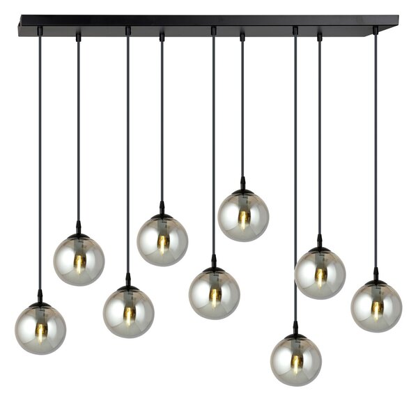 Lampadario a Sospensione in Acciaio e Vetro COSMO 9 Nero 9xE14