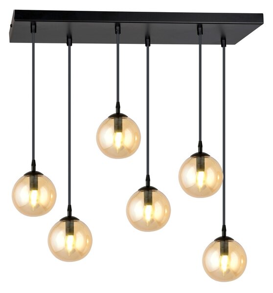 Lampadario a Sospensione in Acciaio e Vetro COSMO 6 Nero 6xE14