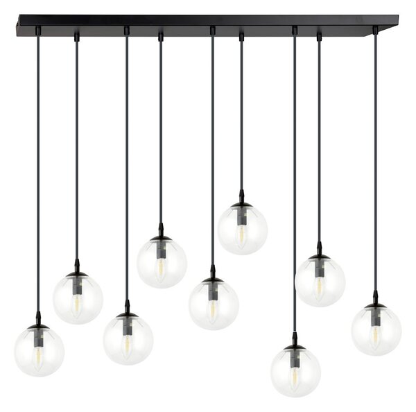 Lampadario a Sospensione in Acciaio e Vetro COSMO 9 Nero 9xE14