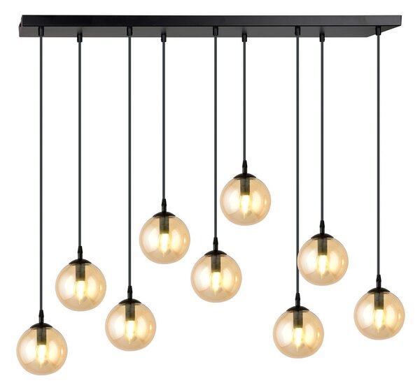 Lampadario a Sospensione in Acciaio e Vetro COSMO 9 Nero 9xE14