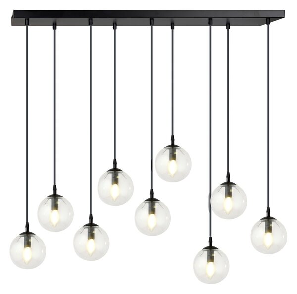 Lampadario a Sospensione in Acciaio e Vetro COSMO 9 Nero 9xE14