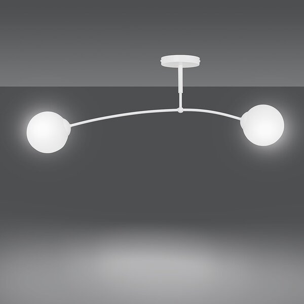Lampadario a Sospensione in Acciaio e Vetro PREGOS 2 Nero/Bianco 2xE14